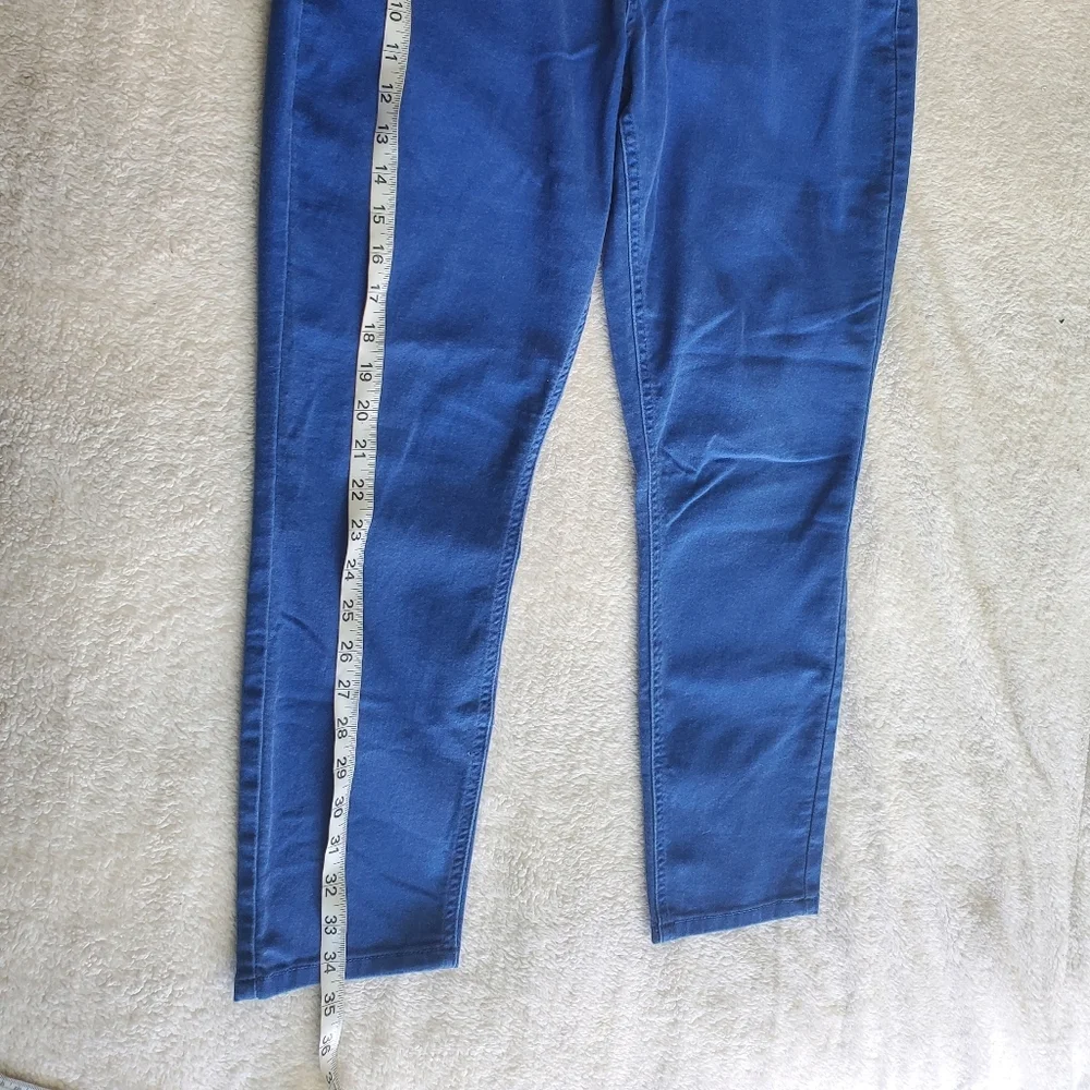 Blue Spice 13 Blue Skinny Ankle Mid Rise Pants Five Pockets Colorful Festive Fun